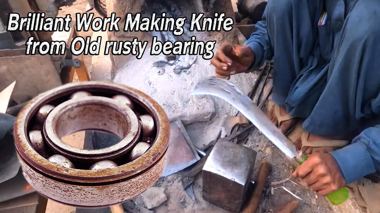 Brilliant Work Making Knife from Old rusty bearing