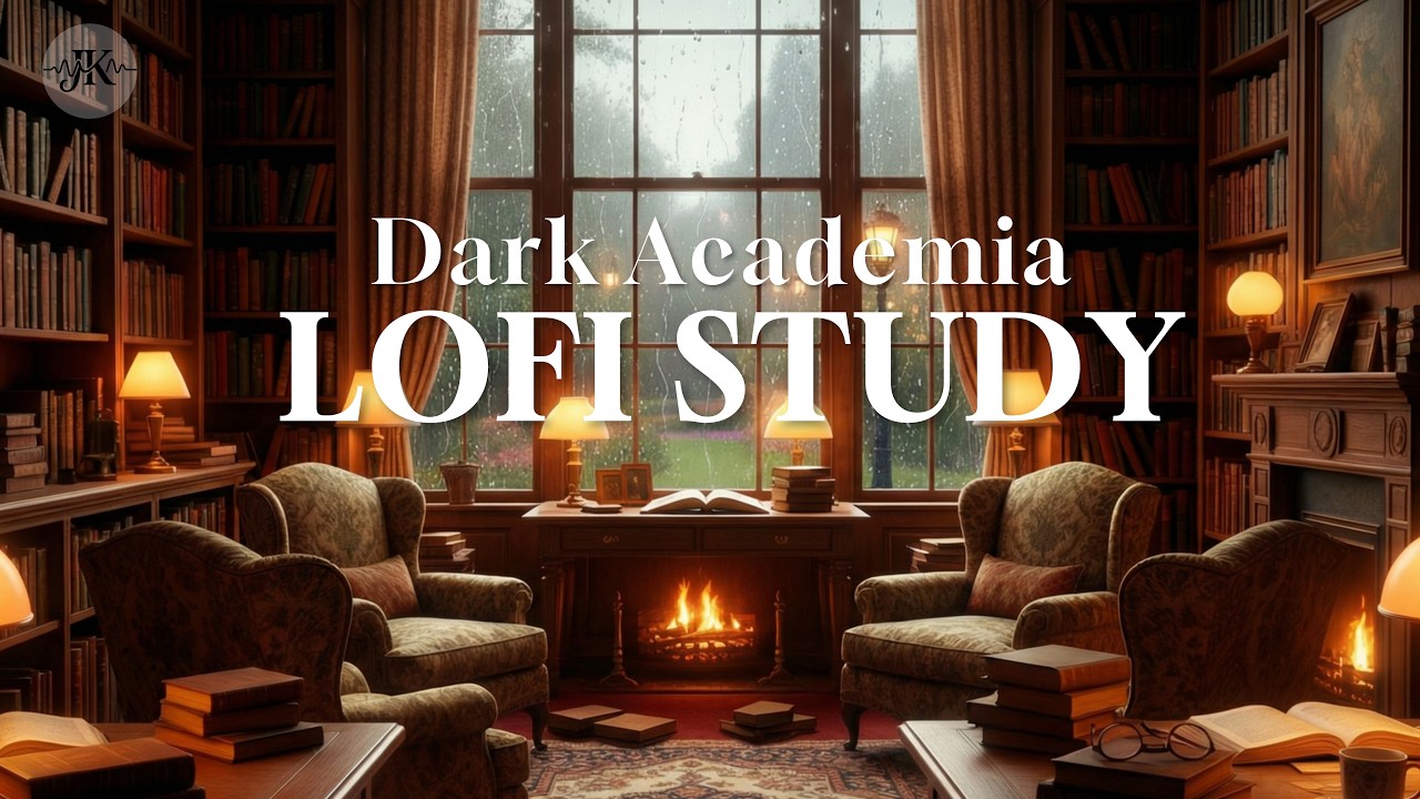 Dark Academia Lofi 📚비 오는 도서관 공부 음악 | Rainy Library Study Beats (1 Hour)