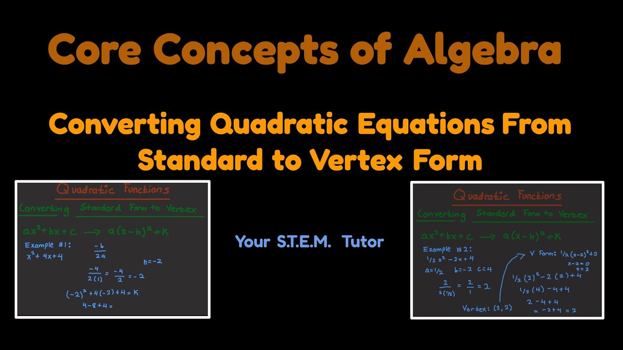 Core Concepts of Algebra | Converting Quadratic Functions from Standard to Vertex Form