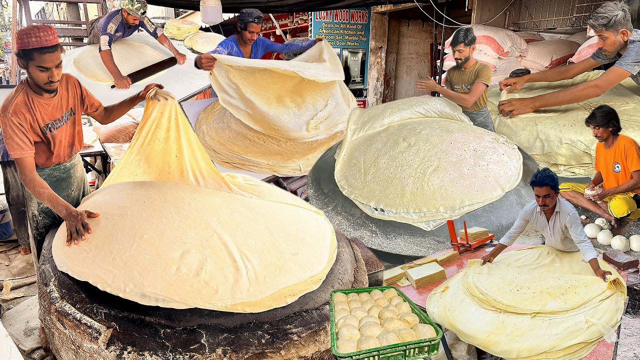 The Thinnest Bread on Earth! Pakistan’s Biggest MANDA Roti | How to Make Rumali Roti Street Food