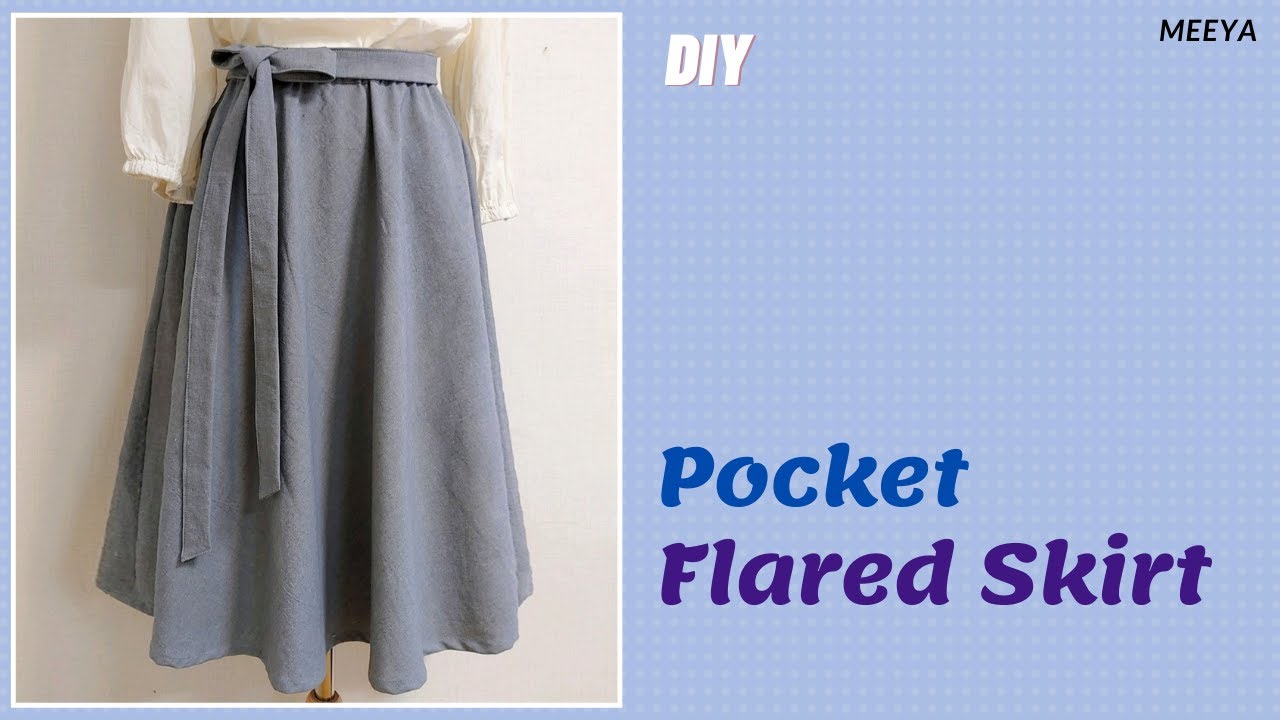 DIY Flared Skirt Without Pattern | 패턴 없이 플레어 스커트 만들기 | 주머니 만들기| pocket| 후레아 치마 만들기 | 옷만들기|フレアリボンスカート