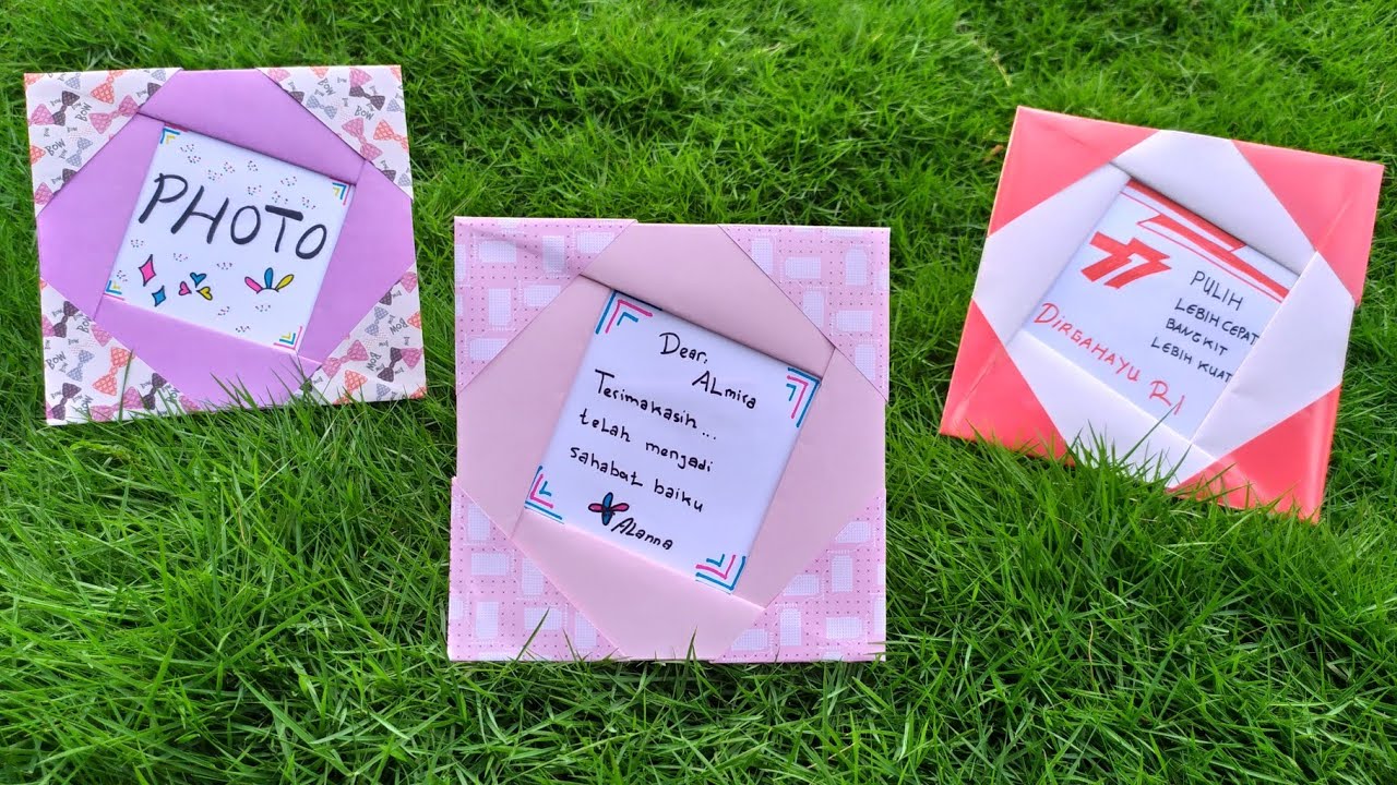 2in1 Bingkai Foto Kertas Origami & Kartu Ucapan untuk Sahabat | Modular Origami |Pigura Foto Kreatif