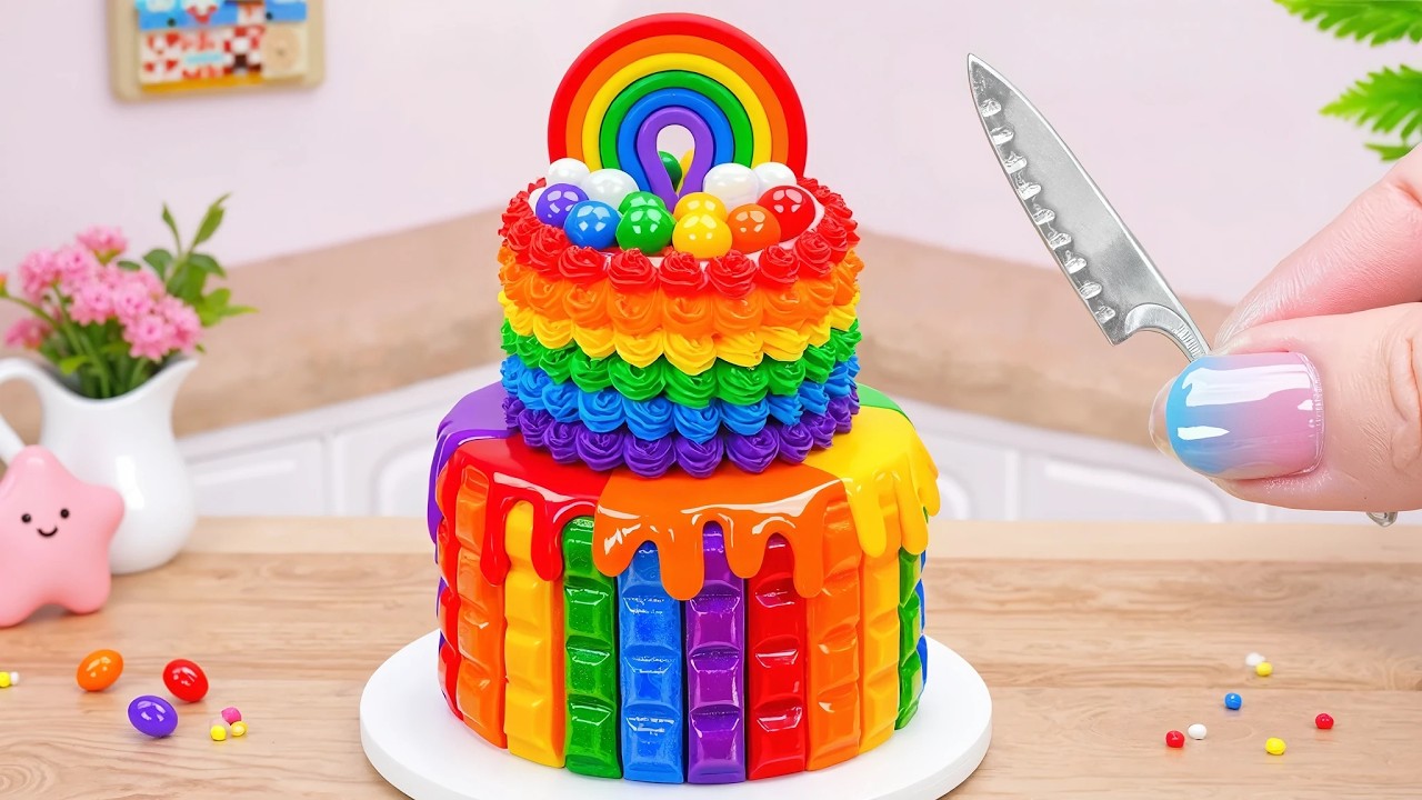 Восхитительный радужный торт Kitkat 🌈 Шоколадный торт ASMR