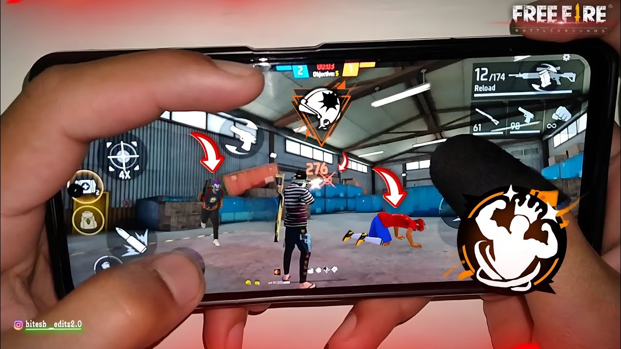 Best of Three ✋ free fire Handcam Gameplay full on rush Gameplay Hawk Playing 📲