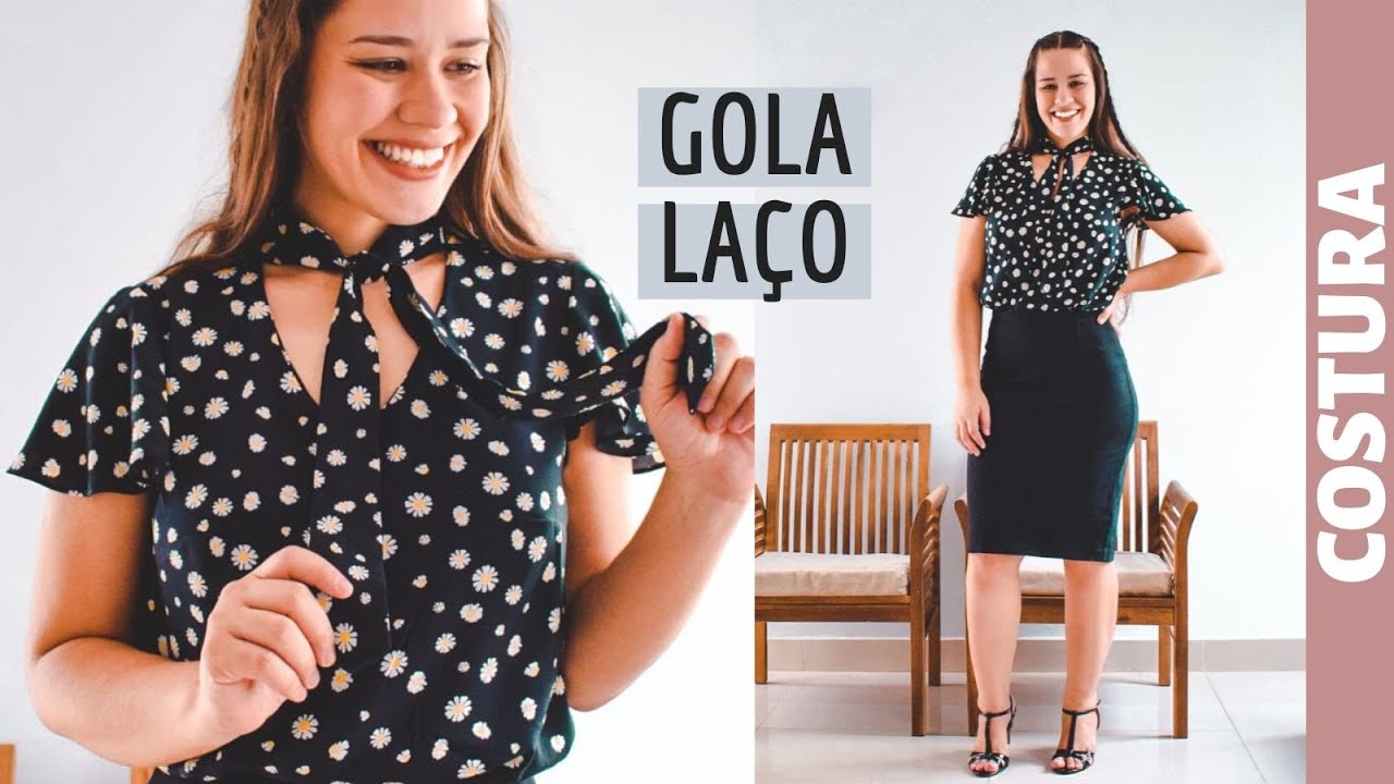BLUSA COM GOLA LAÇO E MANGA GODÊ - LOJA MEU MOLDE | ELLEN BORGES