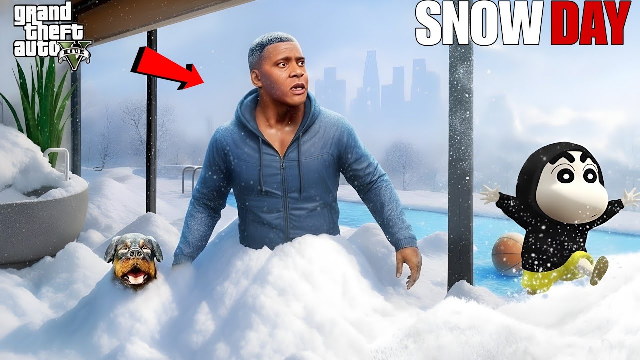 Franklin Survived Biggest Snowstorm And Found Lost Shinchan & Pinchan In GTS 5 ! JSS GAMER