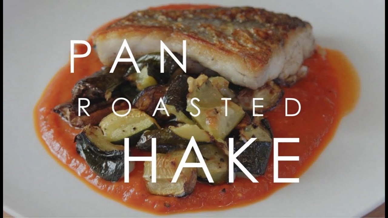 Pan fried fish - HAKE with tomato & red pepper sauce.