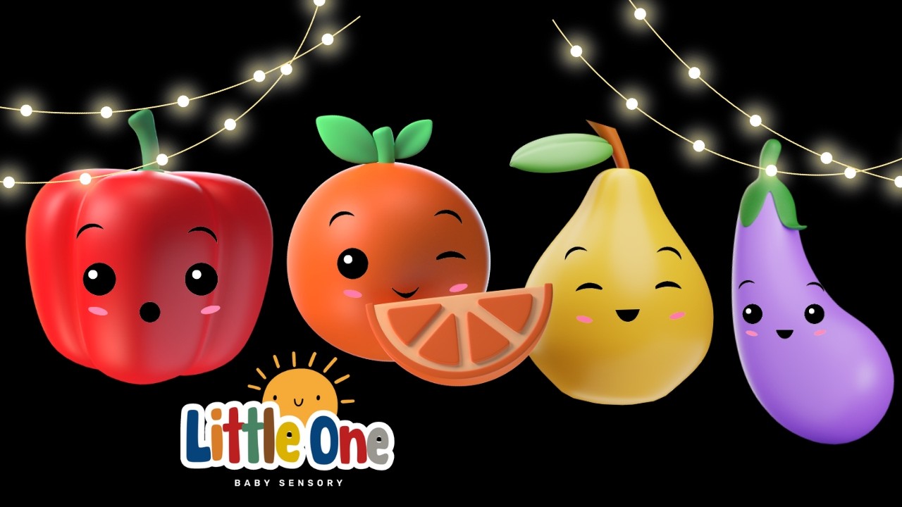 Танцующие овощи - Танцующие фрукты - Милая анимация - Сенсорное видео для малышей - Высококонтрас...