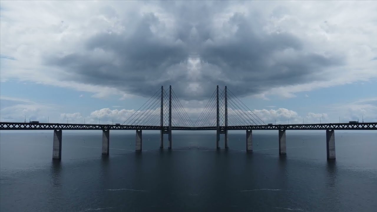 Oresund Bridge (Malmo side)-- Sweden to Denmark Rail Road Bridge -- Drone Video #dronevideo #malmo