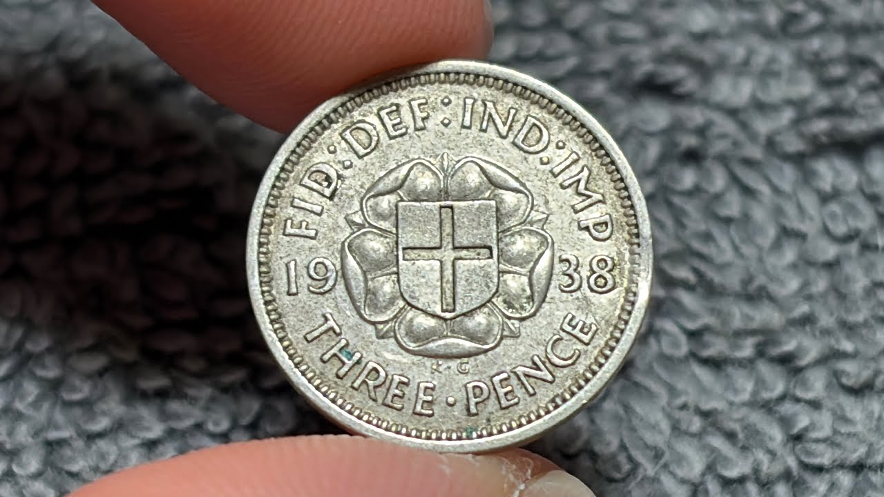 Серебряная монета Соединенного Королевства 1938 года номиналом 3 пенса и 3 пенса • Стоимость, инф...