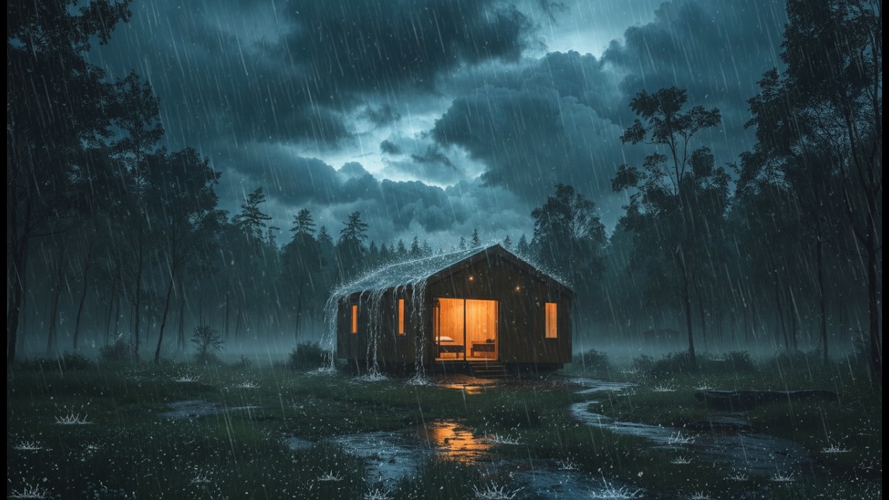 Heavy Rain Sounds | Deep Sleep & Instant Stress Relief in a Cozy Cabin