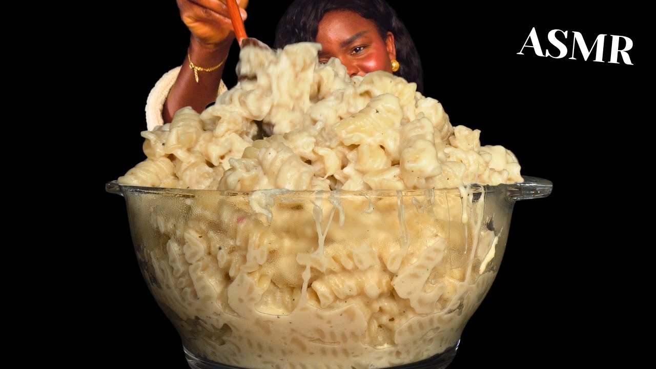 ASMR ALFREDO CREAMY PASTA MUKBANG (NO Talking) |Slurpy Sticky Eating Sounds