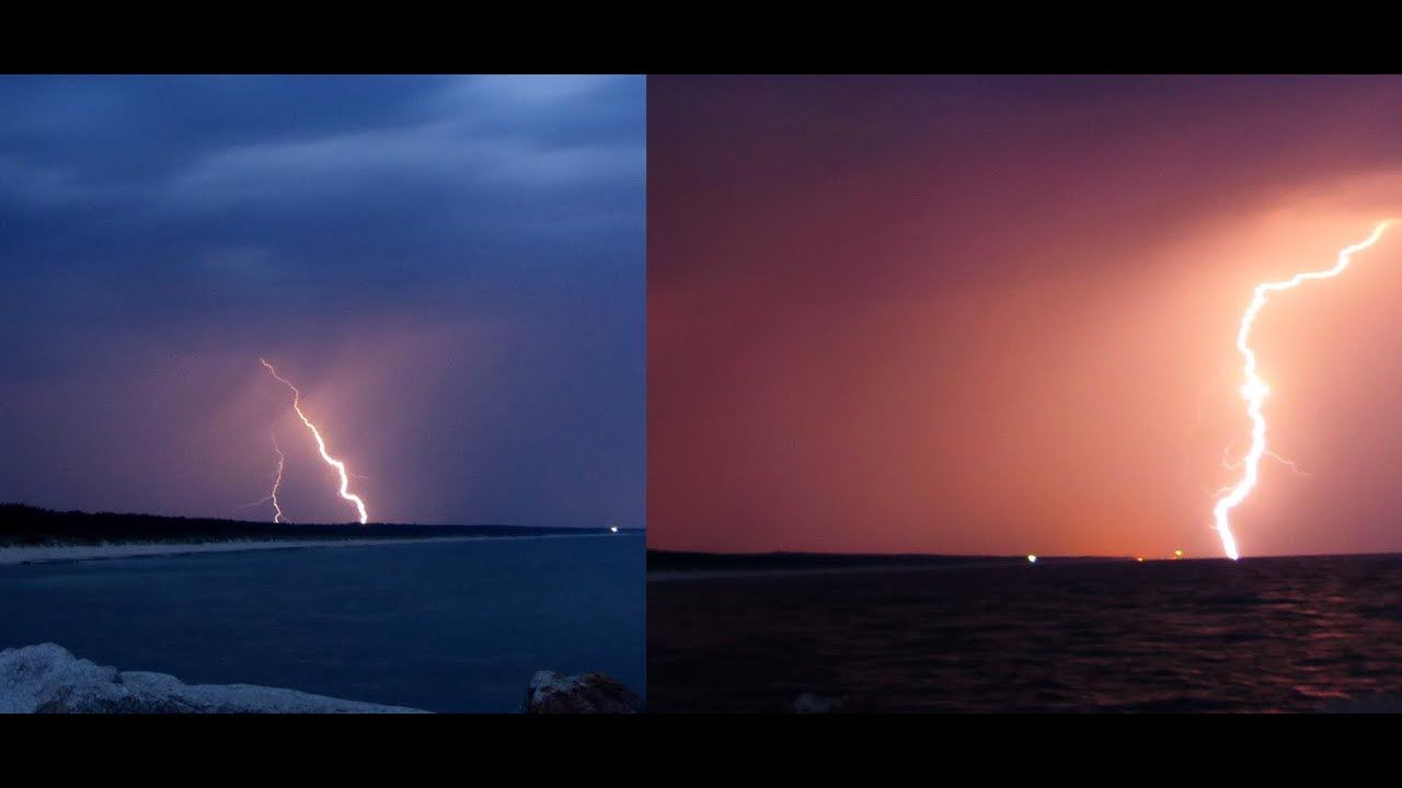 Piękne, nocne burze nad morzem w Mrzeżynie - 08/09.08.18 r.