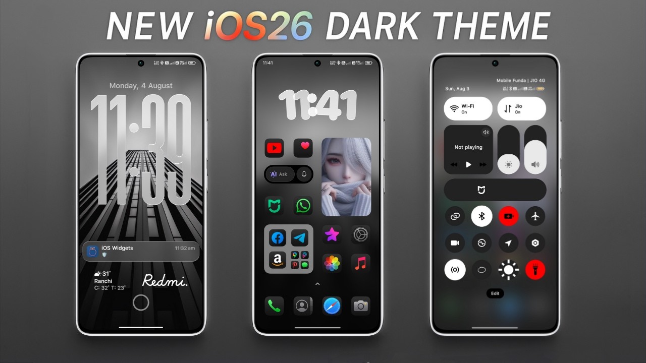 Most Awaited iOS 26 Dark THEME For Xiaomi 🔥 Dark Icons + Control Centre + Lockscreen⚡ Install NOW!