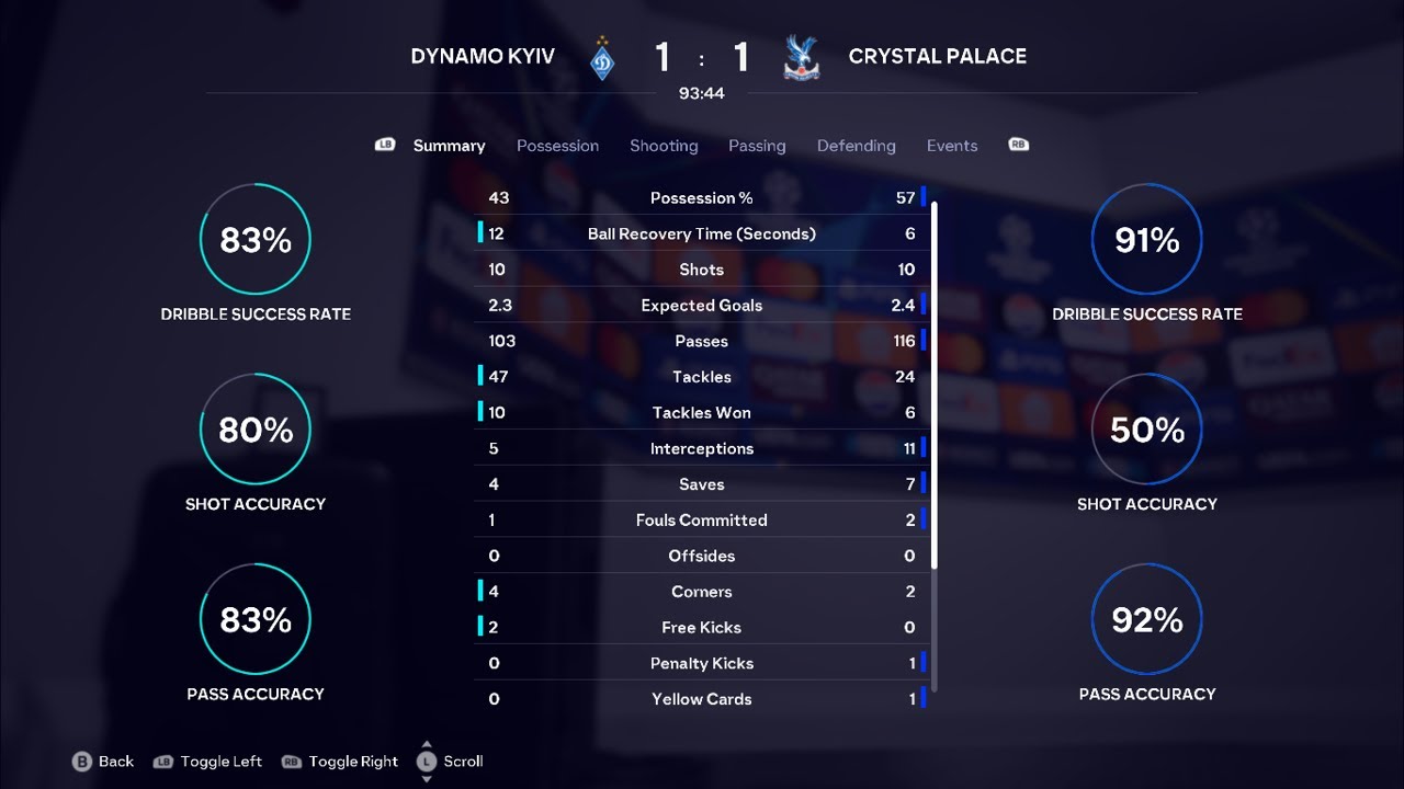 DYNAMO KYIV 1-1 CRYSTAL PALACE FIFA26UEFACONFERENCELEAGUESIMMATCH MATCHDAY 1 LEAGUE PHASE