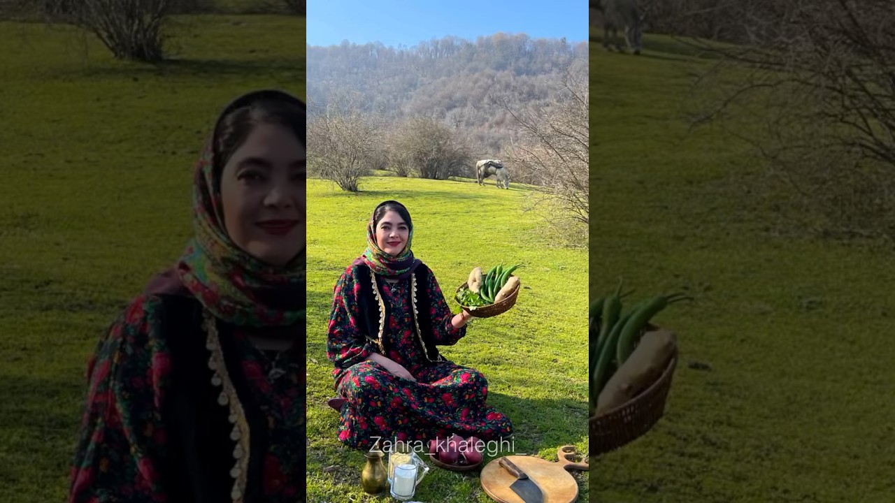 Indian pakora with pomegranate sauce in nature 