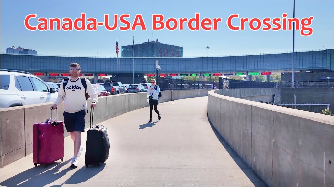 Walking across Canada-USA Border in Niagara Falls on foot to American Falls