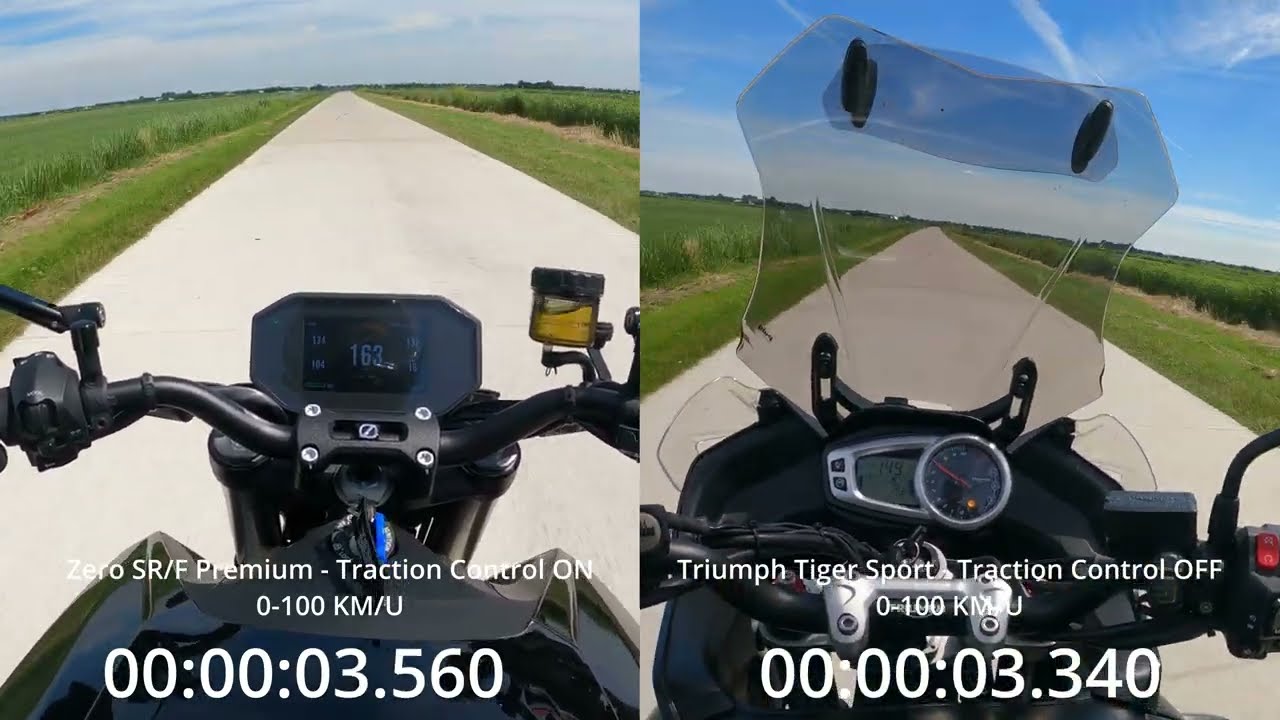 Triumph Tiger Sport vs Zero SR/F Premium 0-100km/h