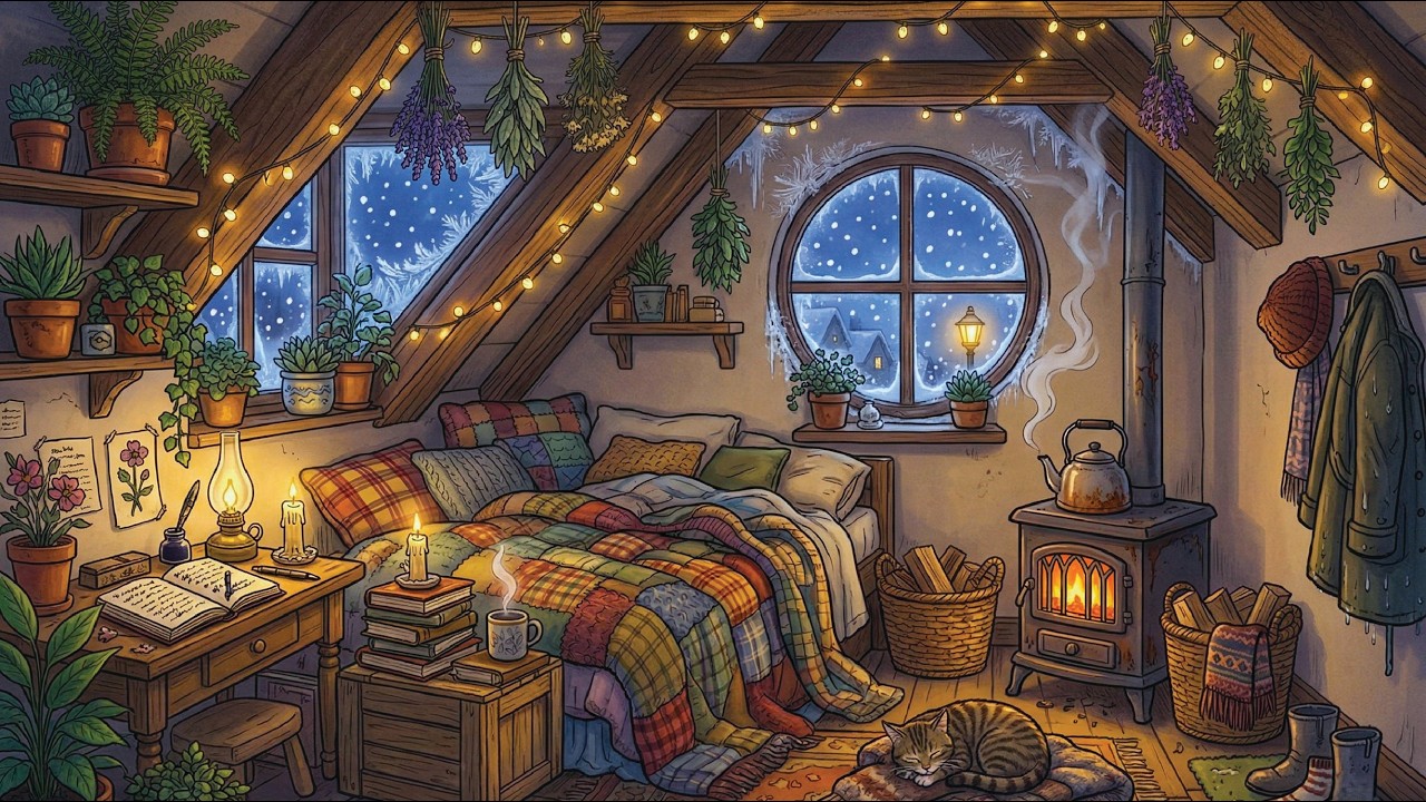pov: it’s snowing outside and you’re cozy in your cottagecore attic ~ ❄️🕯️
