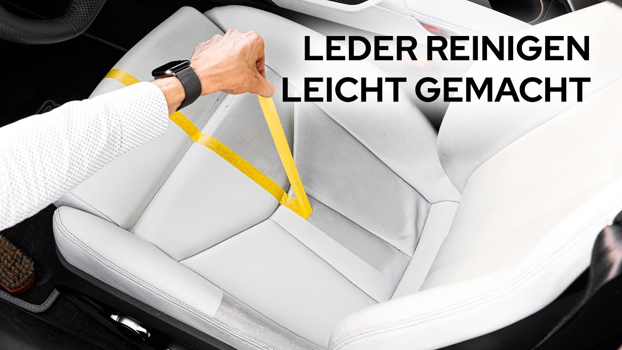 Lederreinigung von extrem verschmutzten weißen Audi R8 Ledersitz mit Lederreiniger & Lederbürste