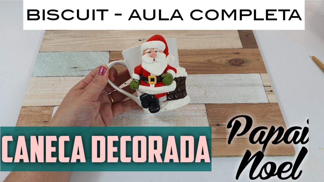 Caneca Papai Noel - figura em biscuit (porcelana fria)