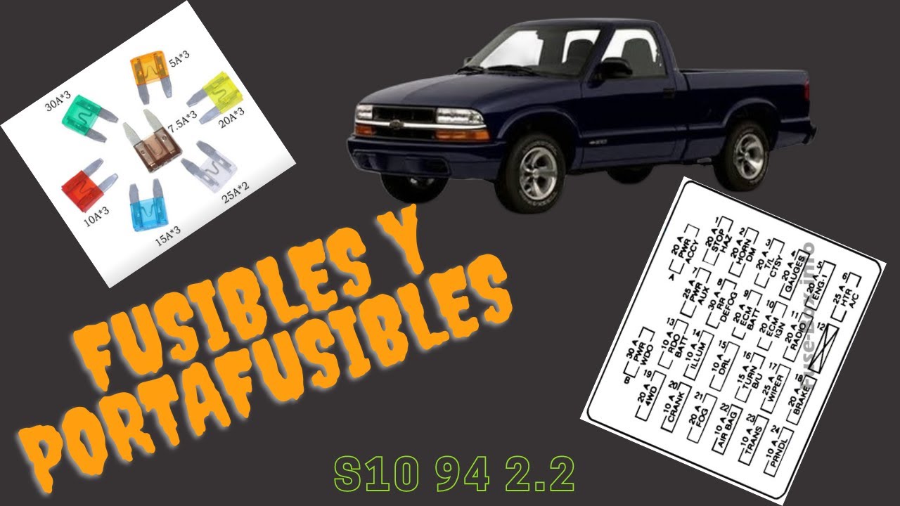 Portafusibles y fusibles chevrolet  s10 1994 motor 2.2 / Fuse holder and fuses chevrolet s10
