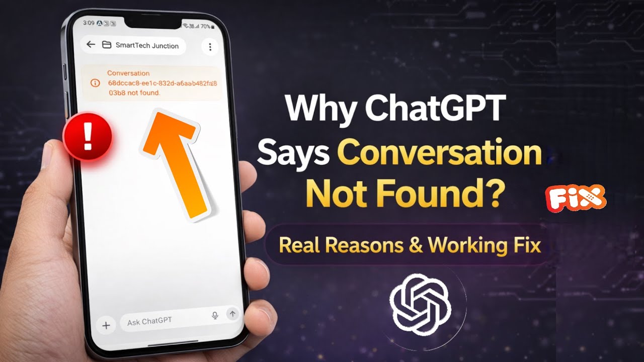 Чаты в ChatGPT пропали? Исправьте ошибку &laquo;Разговор не найден&raquo; на Android.