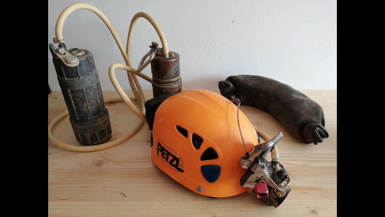 Présentation fonctionnement casque spéléo lampe acétylène carbure de calcium CaC²
