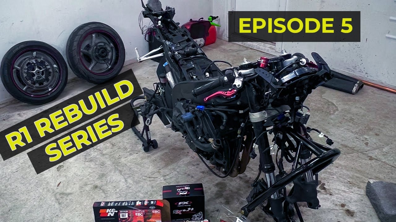 Yamaha R1 REBUILD - REMOVING TIRES, HEAD COVER, & OIL - Episode 5