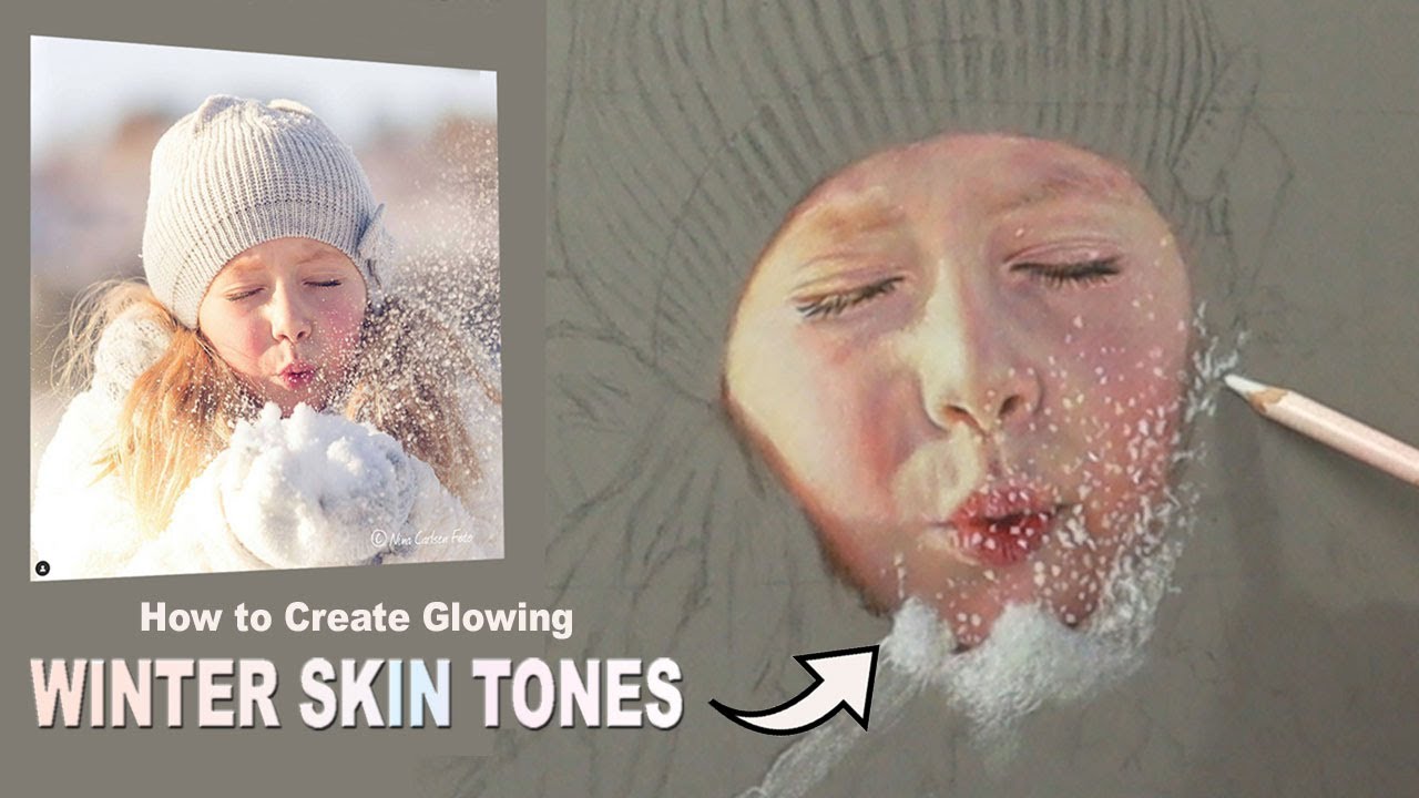 Pastel Portrait Tutorial ~ How to draw Realistic glowing WINTER SKIN TONE using Pastel Pencils.