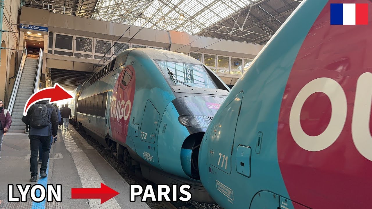 🇫🇷 High-Speed Train (OUIGO) from Lyon Perrache to Paris Airport CDG TGV | 4K 60 FPS-HDR