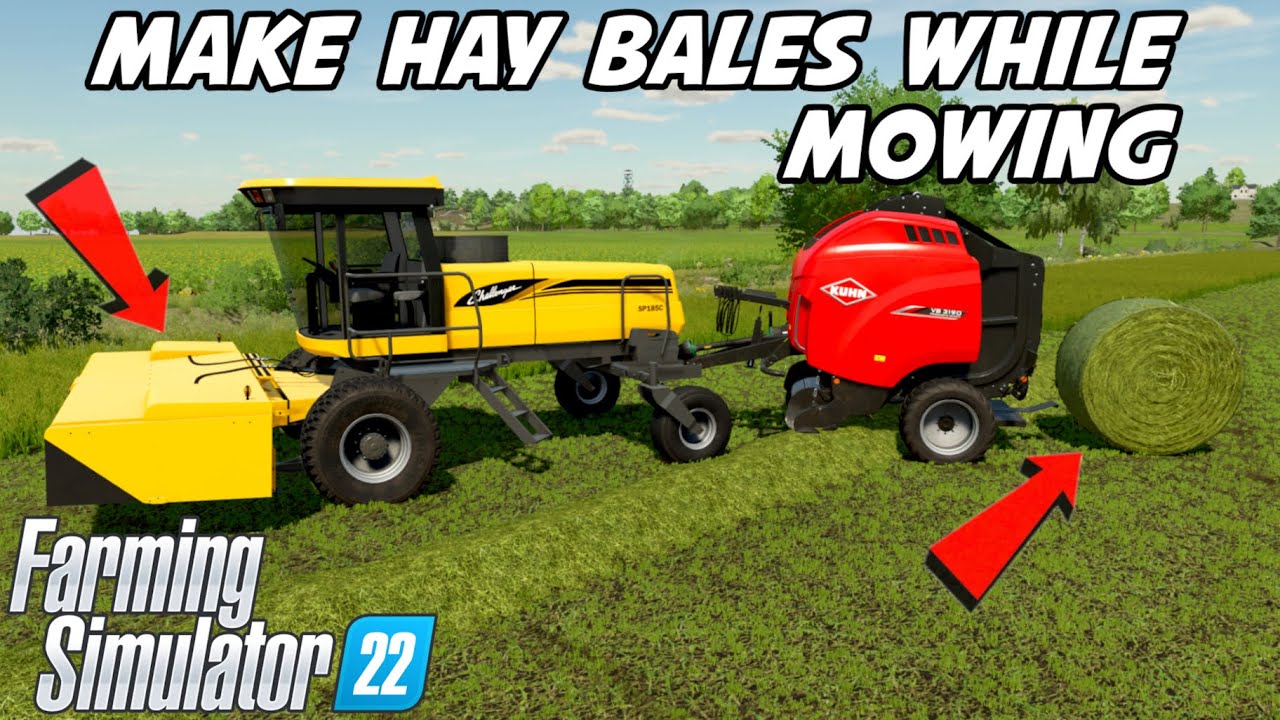 Как срезать сено и тюки за один проход на консоли | Farming Simulator 22