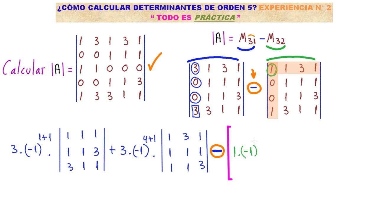 ÁLGEBRA LINEAL. Resolución de un DETERMINANTE 5X5 con el MÉTODO DE LOS COFACTORES [ENTRA Y APRENDE]