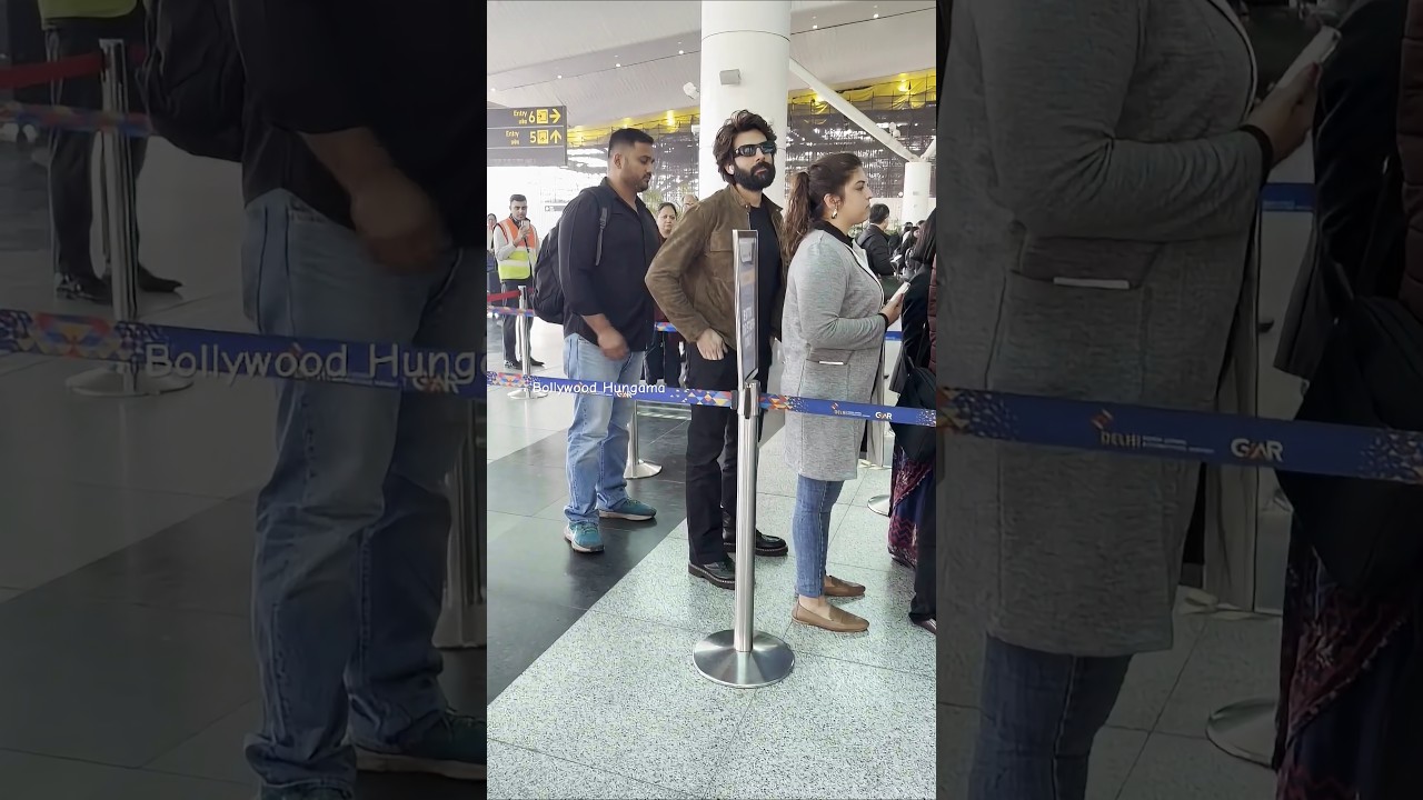 #kartikaaryan patiently waiting in the que at the #airport #shorts
