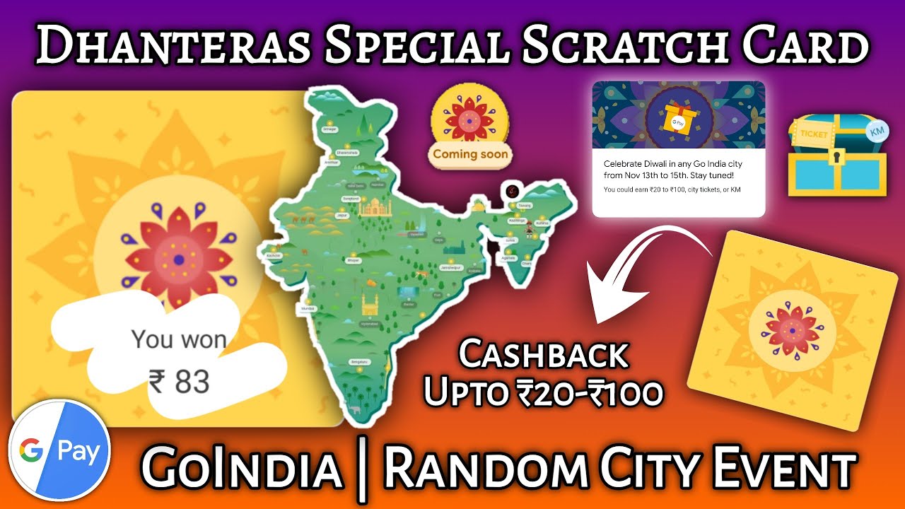 Google Pay GoIndia Offer Upcoming Random City Event Update | GPay New ScratchCard Offer |CB Upto 100