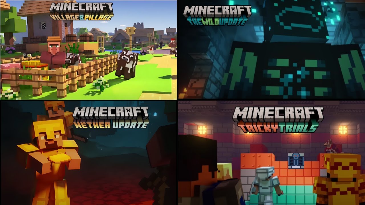 All Minecraft Animated Update Trailers From ( 1.14 - 1.21)