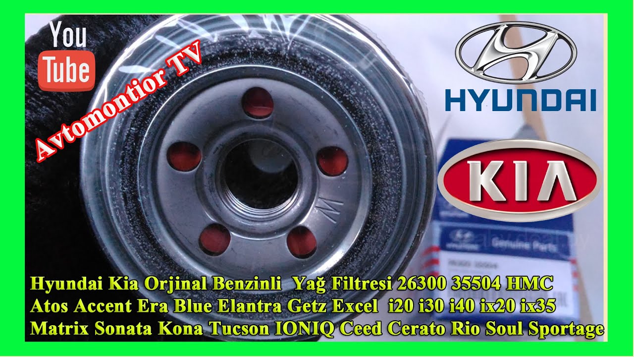 Hyundai Kia Orjinal Benzinli  Yağ Filtresi 26300 35504 HMC Gasoline Oil Filter Genuine Parts