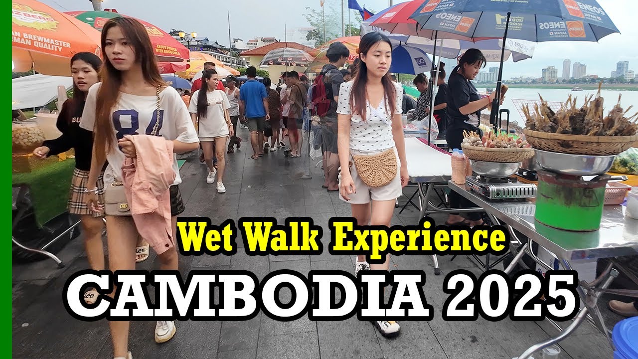 Phnom Penh, Cambodia: Wet Walk Experience in Phnom Penh city - [4K] Walking Tour