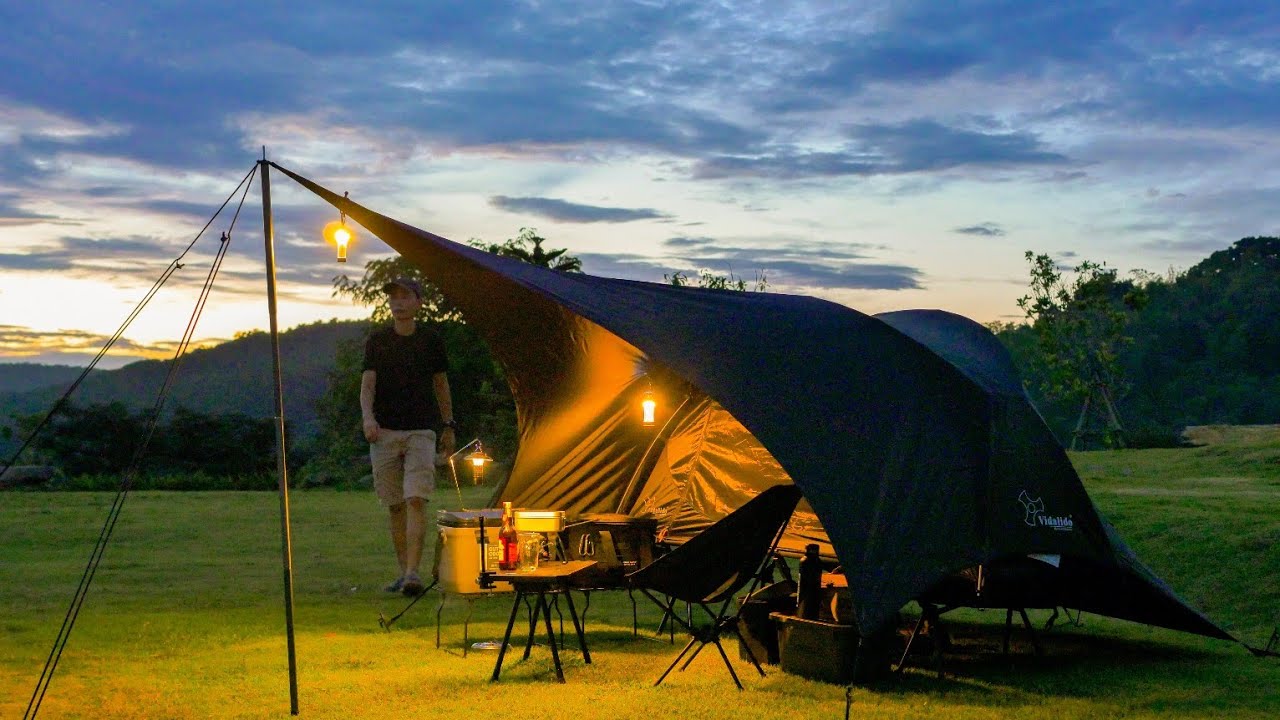 แคมป์คนเดียว อยู่คนเดียวทั้งลาน บ้านไร่อคิณ น้ำหนาว | Vidalido Floating Tent