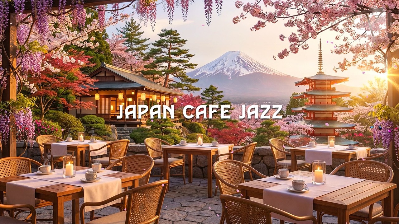 Japan Spring Morning Jazz ☕ Cherry Blossom Balcony Café Ambience & Relaxing Jazz for Focus, Work