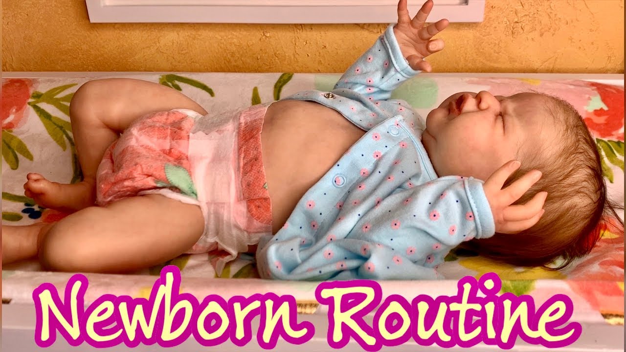 Reborn Role Play NEWBORN morning routine with real baby sounds