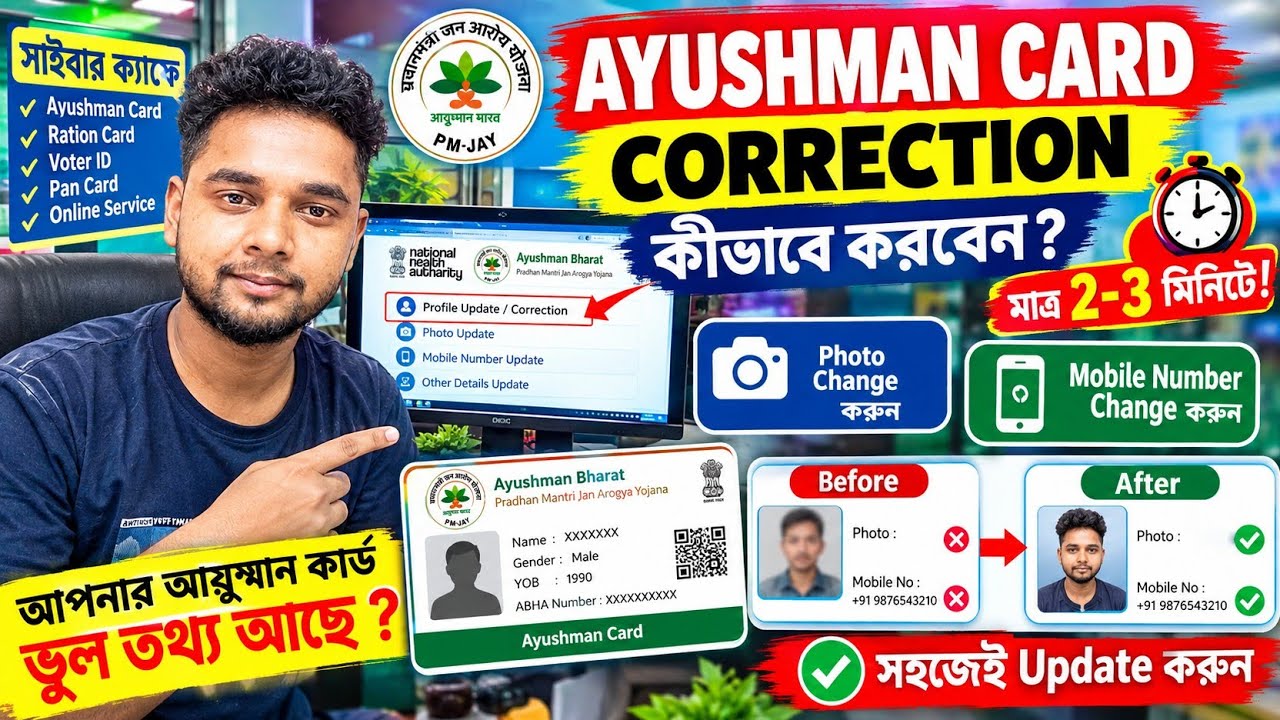 ayushman card correction kaise kare।। 2026 ayushman card update kaise kare।।