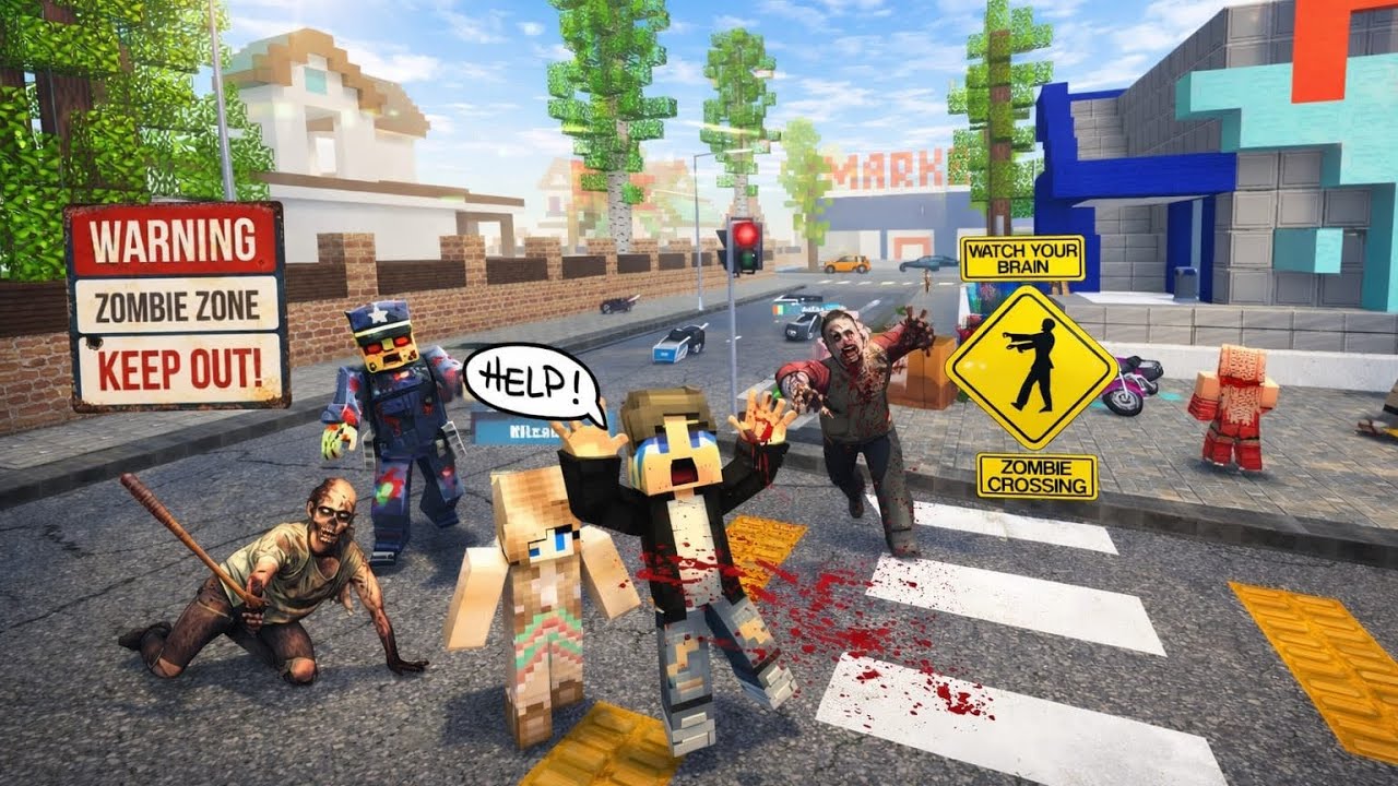 Zombies takeover the city in party craft 