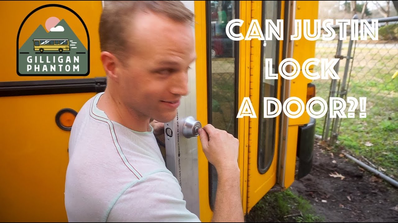 Locking and Modifying Skoolie Front Door: School Bus Conversion Ep 46