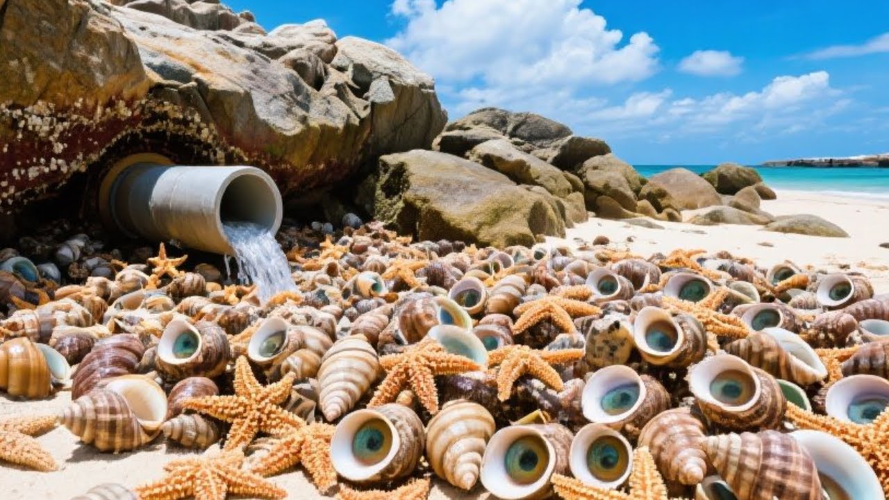 沙灘上遍地貓眼螺，竟還有戰力的海星，場面令人笑掉大牙【牛牛趕海海鮮】