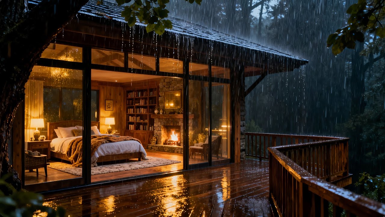 Torrential Rain in the Forest at Night 🌧️ Deep Sleep Instantly • Relaxing Rain Sounds