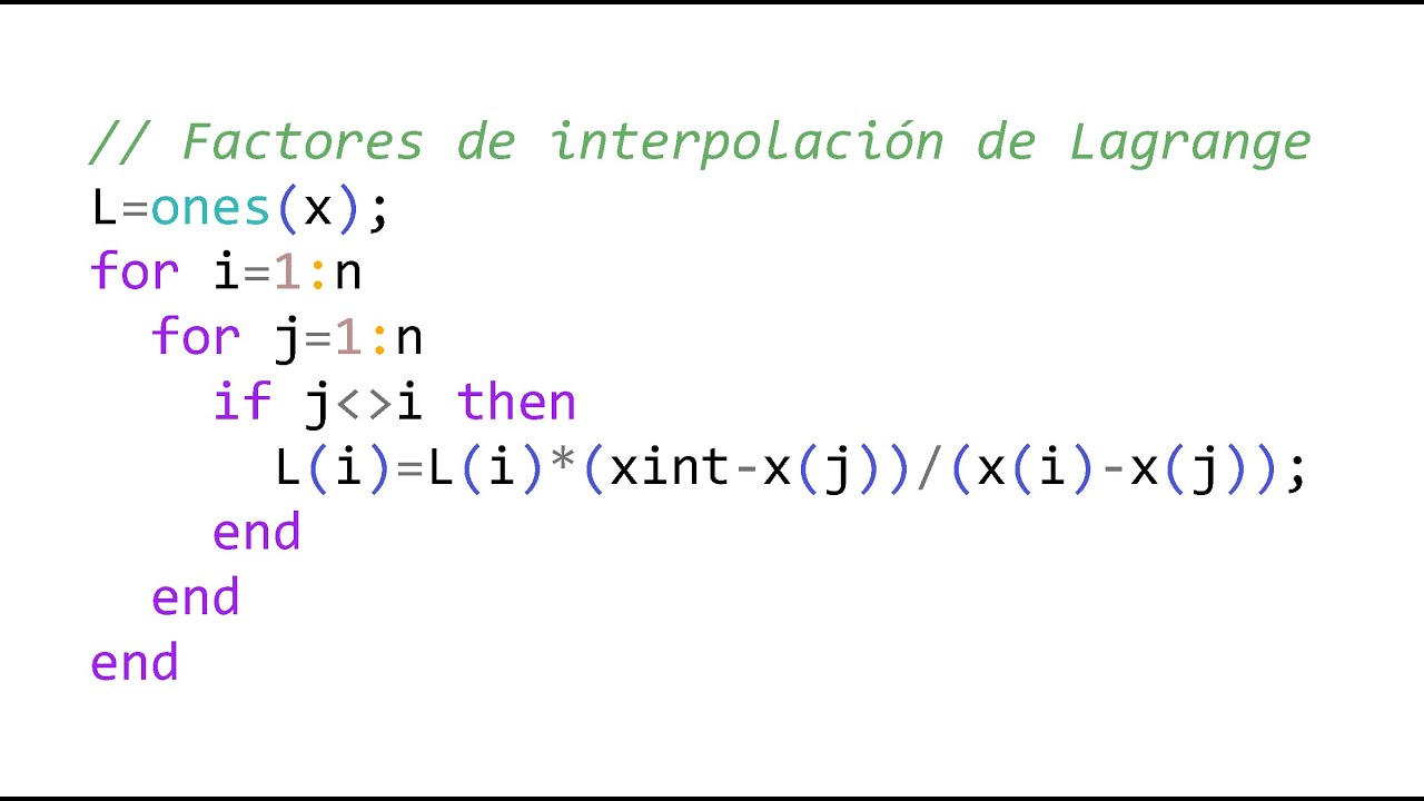 Programa en Scilab para interpolación polinomial de Lagrange