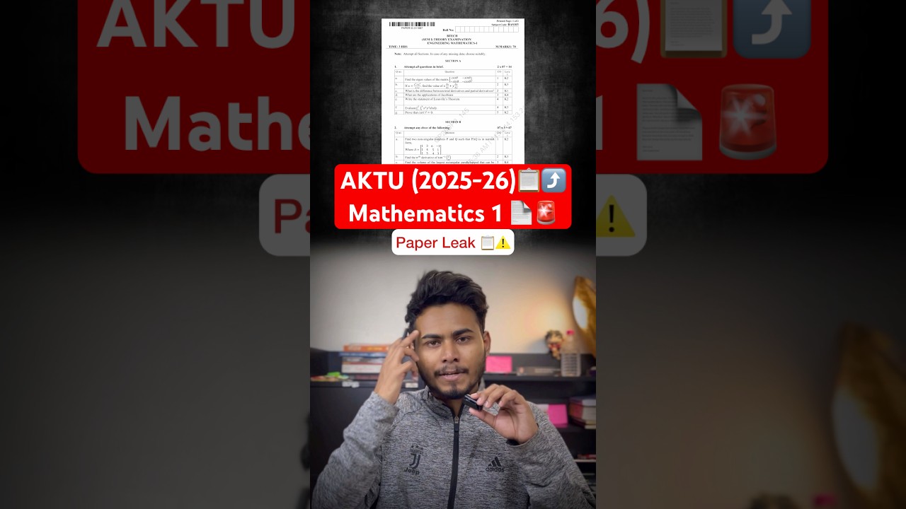 Engineering Mathematics 1 One Shot 🔥 AKTU Most Important Questions + PYQ | Pass in 1 Day 🏆