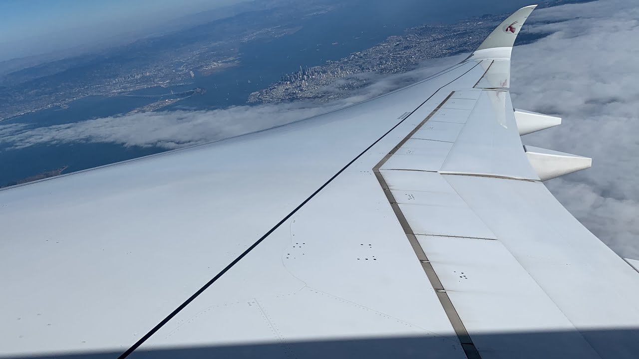 Qatar Airways Airbus A350-1000 POWERFUL Takeoff from San Francisco (with City and Golden Gate Views)