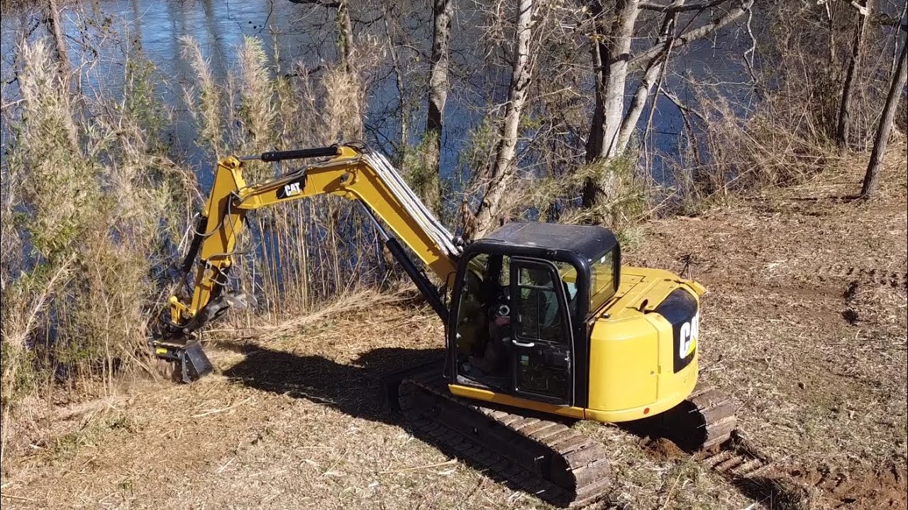“THE GOAT” DESTROYS THE RIVERSIDE JUNGLE!!! PRINOTH FORESTRY MULCHER CAT 308 CAT 259